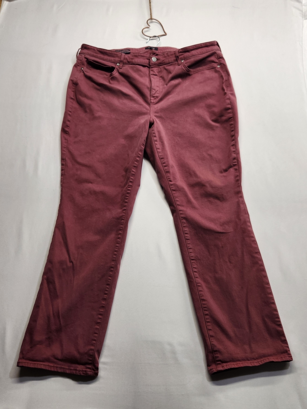 ⭐️NYDJ Marilyn Straight Leg Pants Husk Burgundy Maroon 20W Comfort Stretch